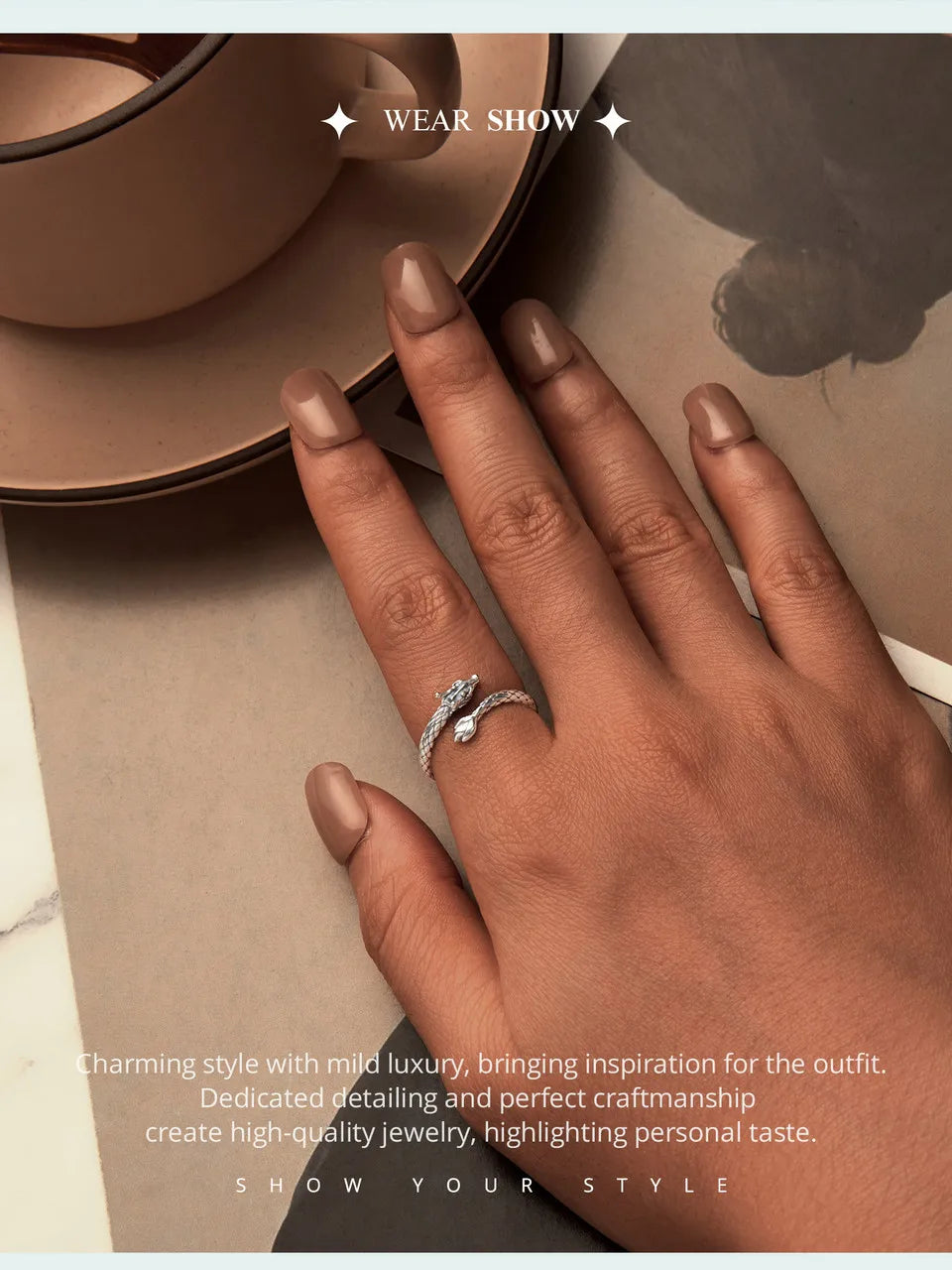 WOSTU Vintage 925 Sterling Silver Dragon Opening Ring For Women Lucky Gothic Animal Stackable Rings Party Punk Hiphop Gift