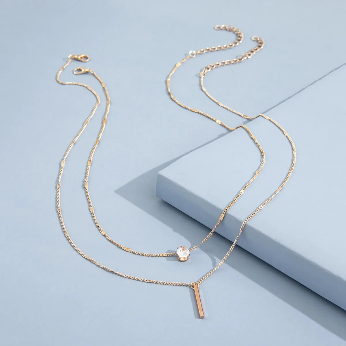 Multi-layer Five-pointed Star Heart Shape Water Drop Pendant Chain Necklace Alloy Material Glass Collarbone Chain Sexy Women's