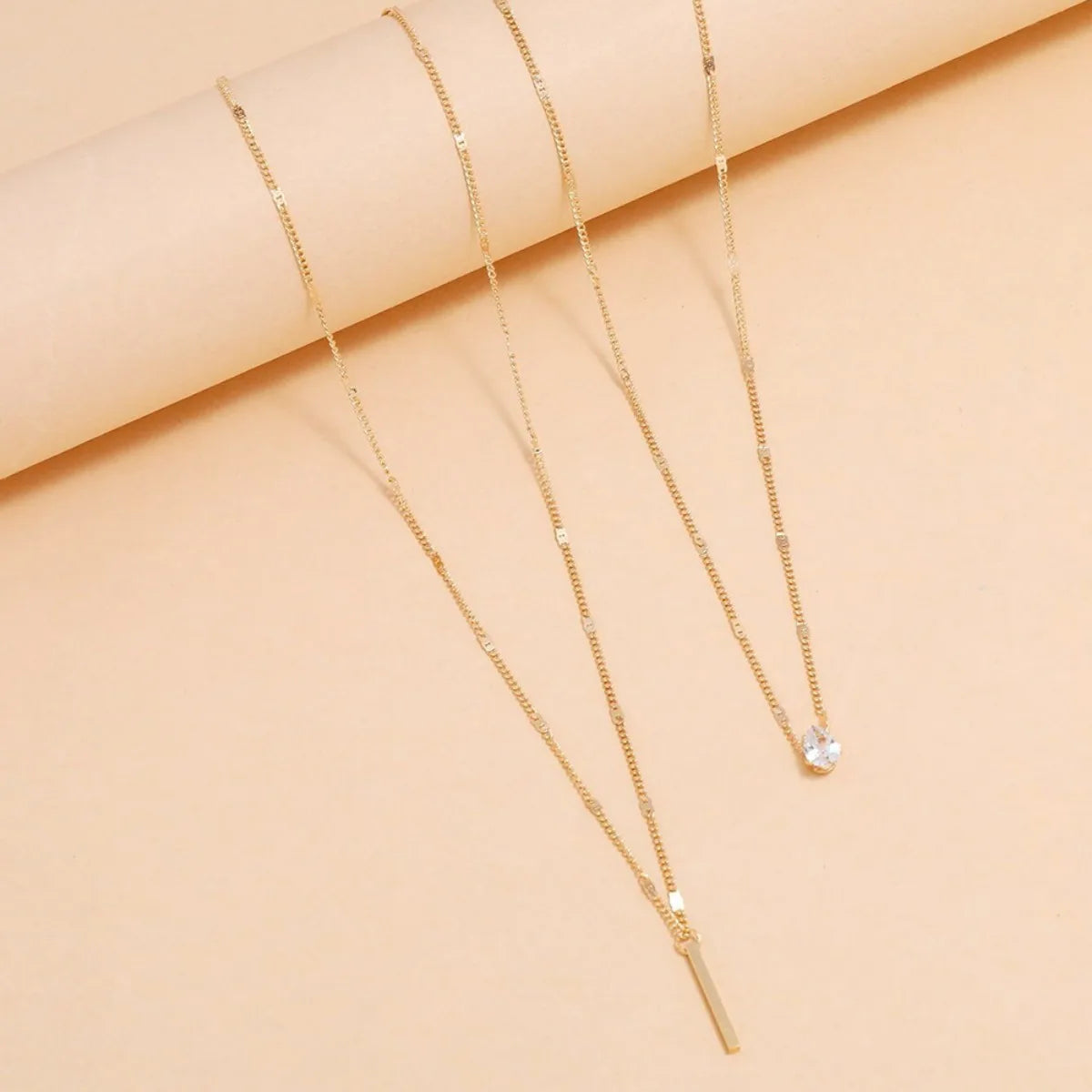 Multi-layer Five-pointed Star Heart Shape Water Drop Pendant Chain Necklace Alloy Material Glass Collarbone Chain Sexy Women's