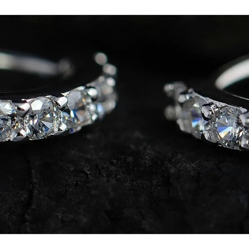 Newest Luxury Romantic Women Jewelry 925 Sterling Silver Plated Rhinestone Crystal Hoop Earrings For Women