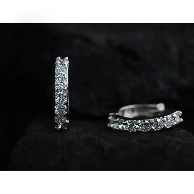 Newest Luxury Romantic Women Jewelry 925 Sterling Silver Plated Rhinestone Crystal Hoop Earrings For Women