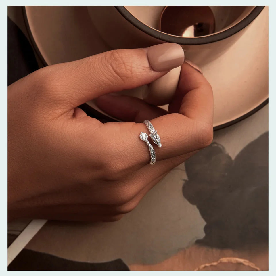 WOSTU Vintage 925 Sterling Silver Dragon Opening Ring For Women Lucky Gothic Animal Stackable Rings Party Punk Hiphop Gift