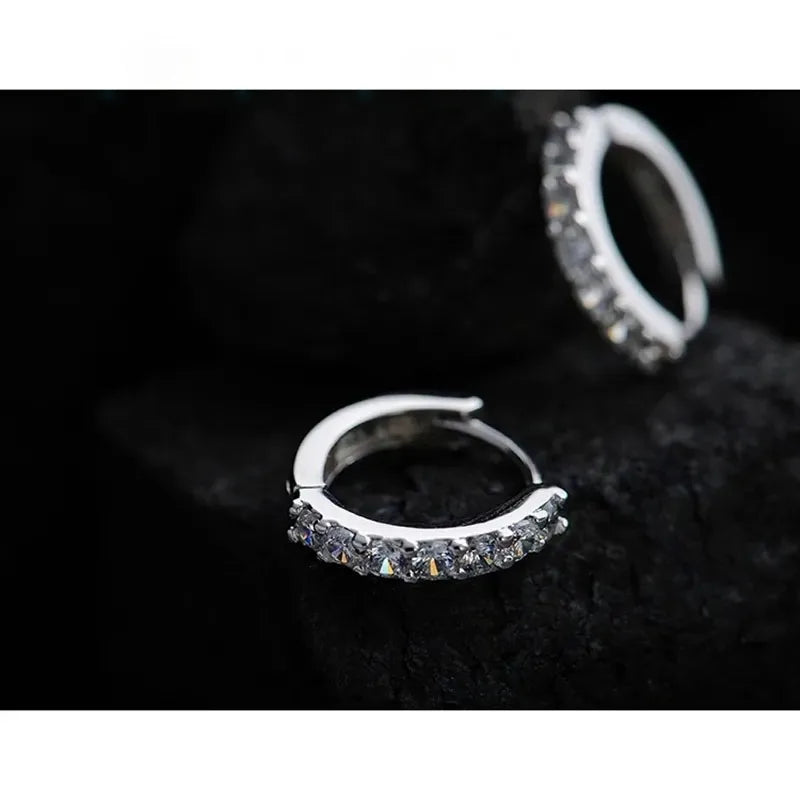 Newest Luxury Romantic Women Jewelry 925 Sterling Silver Plated Rhinestone Crystal Hoop Earrings For Women