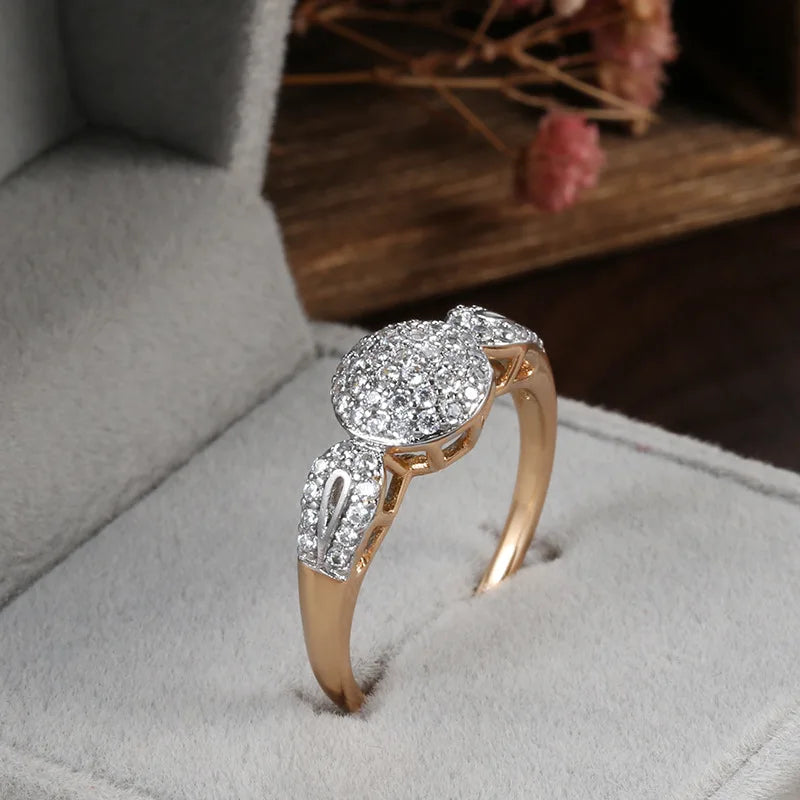 Luxury Wedding Ring for Women Elegant Real 18k Rose Gold Original Jewelry Austrian Crystals Gift anillos de para mujer oro 18 k