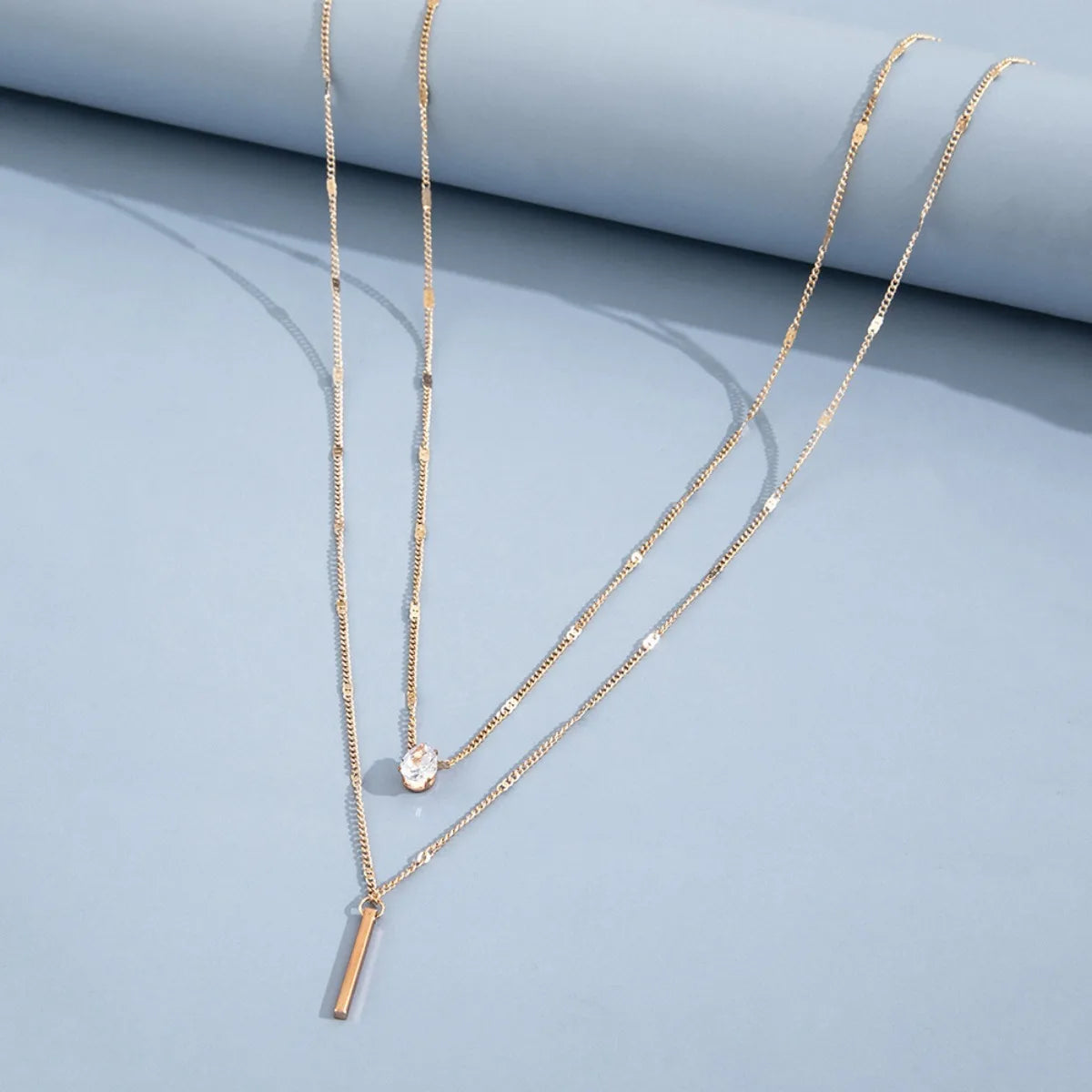 Multi-layer Five-pointed Star Heart Shape Water Drop Pendant Chain Necklace Alloy Material Glass Collarbone Chain Sexy Women's