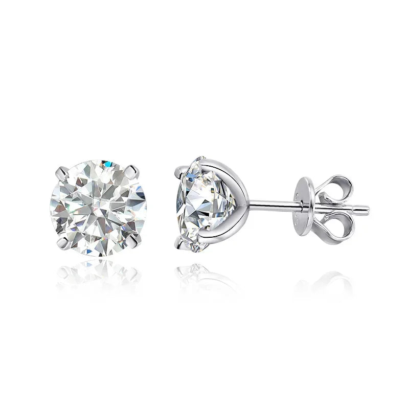 Rose Gold Color Moissanite Stud Earrings for Women Sparkling Classic Wedding Lab Diamond Earring Pure 925 Silver