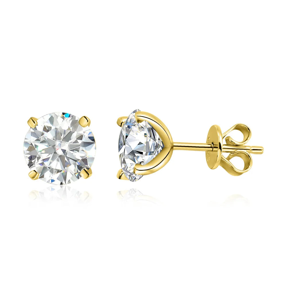 Rose Gold Color Moissanite Stud Earrings for Women Sparkling Classic Wedding Lab Diamond Earring Pure 925 Silver