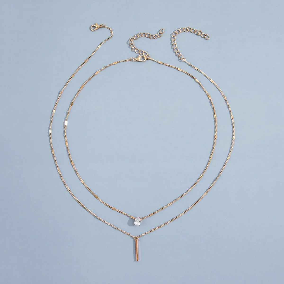 Multi-layer Five-pointed Star Heart Shape Water Drop Pendant Chain Necklace Alloy Material Glass Collarbone Chain Sexy Women's