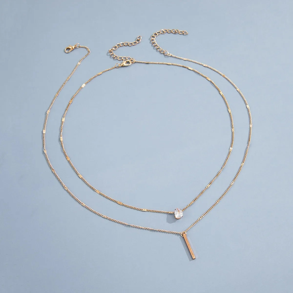 Multi-layer Five-pointed Star Heart Shape Water Drop Pendant Chain Necklace Alloy Material Glass Collarbone Chain Sexy Women's
