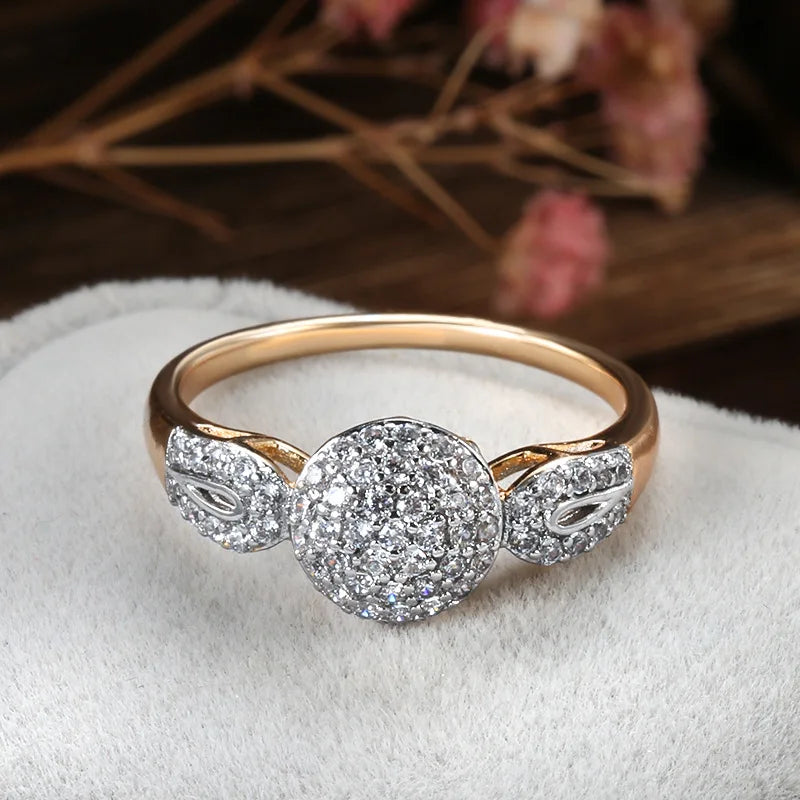 Luxury Wedding Ring for Women Elegant Real 18k Rose Gold Original Jewelry Austrian Crystals Gift anillos de para mujer oro 18 k