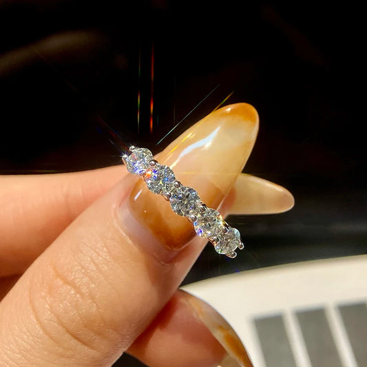 White Gold D Color 4mm Moissanite Ring for Women Stone Match Diamond Wedding Band Bride S925 Sterling Silver Fine Jewelry