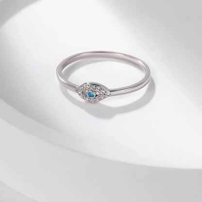 S925 Sterling Silver Blue Eye Rings for Women Sparkling Cubic Zirconia Fine Lucky Jewelry Birthday Gift