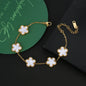 Hot Sale Stainless Steel Five Laef Flower Clover Bracelet Jewelry Set Necklace Earrings For Woman Daily Wear Brand Jewelry