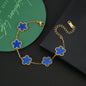 Hot Sale Stainless Steel Five Laef Flower Clover Bracelet Jewelry Set Necklace Earrings For Woman Daily Wear Brand Jewelry