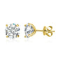 Rose Gold Color Moissanite Stud Earrings for Women Sparkling Classic Wedding Lab Diamond Earring Pure 925 Silver