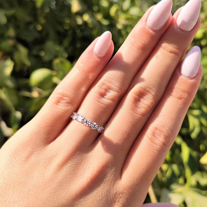 White Gold D Color 4mm Moissanite Ring for Women Stone Match Diamond Wedding Band Bride S925 Sterling Silver Fine Jewelry