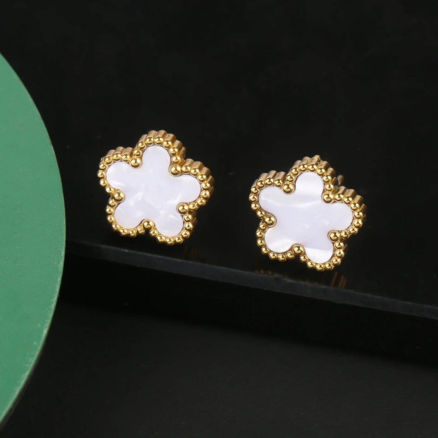 Hot Sale Stainless Steel Five Laef Flower Clover Bracelet Jewelry Set Necklace Earrings For Woman Daily Wear Brand Jewelry
