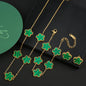 Hot Sale Stainless Steel Five Laef Flower Clover Bracelet Jewelry Set Necklace Earrings For Woman Daily Wear Brand Jewelry
