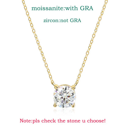 1-5CT Rose Gold Color Moissanite Necklace for Women D Color Sparkling Classic Lab Diamon Pendant Sterling Silver 925 GRA