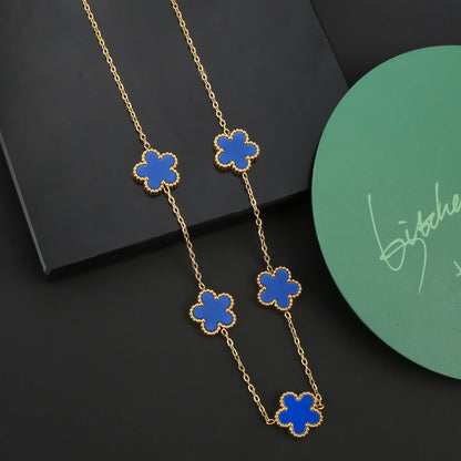 Hot Sale Stainless Steel Five Laef Flower Clover Bracelet Jewelry Set Necklace Earrings For Woman Daily Wear Brand Jewelry