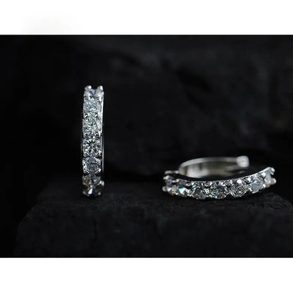 Newest Luxury Romantic Women Jewelry 925 Sterling Silver Plated Rhinestone Crystal Hoop Earrings For Women