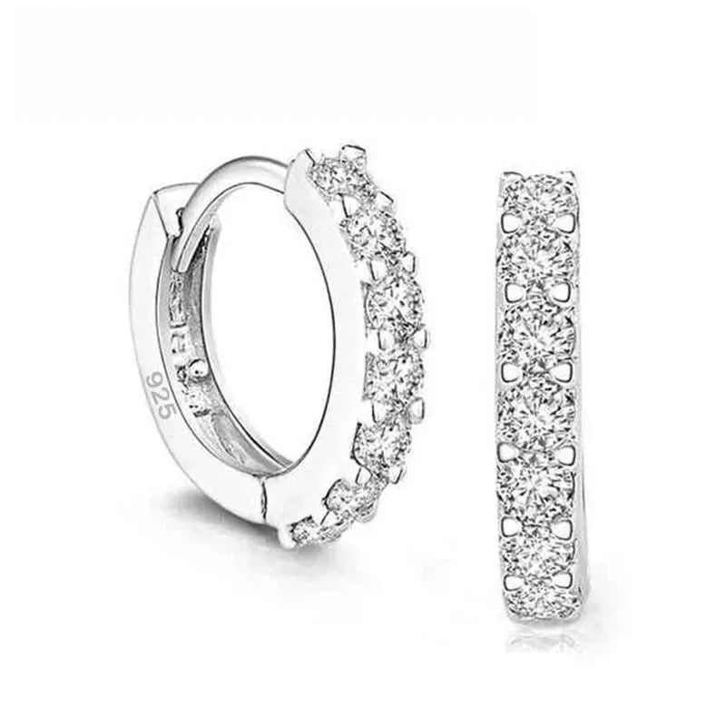 Newest Luxury Romantic Women Jewelry 925 Sterling Silver Plated Rhinestone Crystal Hoop Earrings For Women