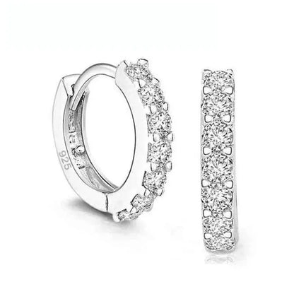 Newest Luxury Romantic Women Jewelry 925 Sterling Silver Plated Rhinestone Crystal Hoop Earrings For Women