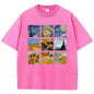 Cotton Women Washed T-Shirts Van Gogh'S Starry Night And Sunflowers Printed Tees Distressed O-Neck Oversized Tops Casual Clothes