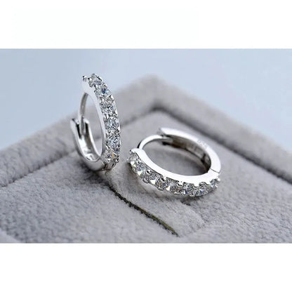Newest Luxury Romantic Women Jewelry 925 Sterling Silver Plated Rhinestone Crystal Hoop Earrings For Women