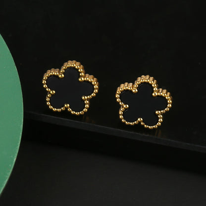 Hot Sale Stainless Steel Five Laef Flower Clover Bracelet Jewelry Set Necklace Earrings For Woman Daily Wear Brand Jewelry
