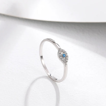 S925 Sterling Silver Blue Eye Rings for Women Sparkling Cubic Zirconia Fine Lucky Jewelry Birthday Gift