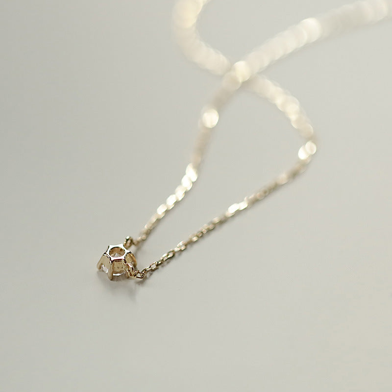 925 Sterling Silver 18k Gold Plated Necklace Single Sparkling Zircon Clavicle Chain for Women Wedding Jewelry collares
