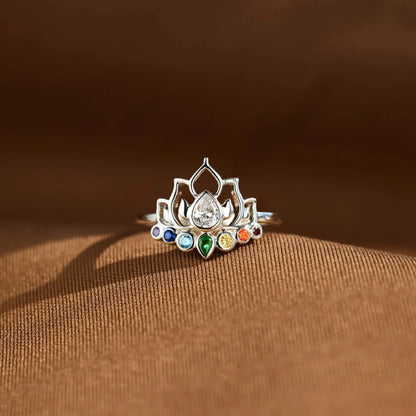 Original 925 Sterling Silver Rings New Lotus Flower Boho Colorful Engagement Rings for Women Fine Jewelry Gift