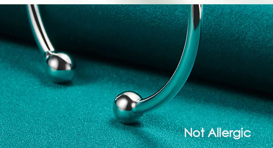 925 Sterling Silver 4mm Smooth Solid Bead Bracelet Cufflinks Bangles For Women Man Wedding Engagement Party Jewelry