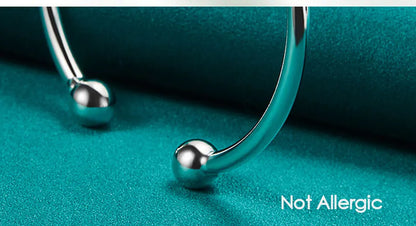 925 Sterling Silver 4mm Smooth Solid Bead Bracelet Cufflinks Bangles For Women Man Wedding Engagement Party Jewelry