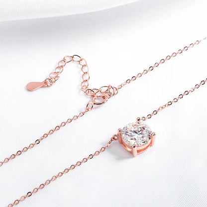 1-5CT Rose Gold Color Moissanite Necklace for Women D Color Sparkling Classic Lab Diamon Pendant Sterling Silver 925 GRA