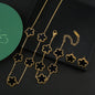 Hot Sale Stainless Steel Five Laef Flower Clover Bracelet Jewelry Set Necklace Earrings For Woman Daily Wear Brand Jewelry