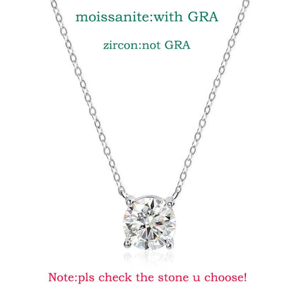 1-5CT Rose Gold Color Moissanite Necklace for Women D Color Sparkling Classic Lab Diamon Pendant Sterling Silver 925 GRA