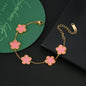 Hot Sale Stainless Steel Five Laef Flower Clover Bracelet Jewelry Set Necklace Earrings For Woman Daily Wear Brand Jewelry