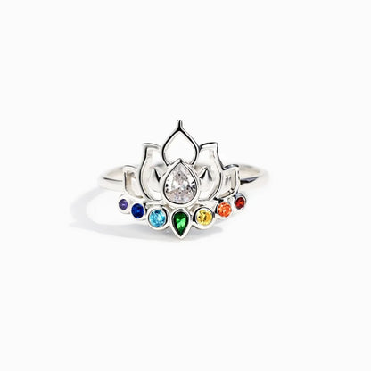 Original 925 Sterling Silver Rings New Lotus Flower Boho Colorful Engagement Rings for Women Fine Jewelry Gift