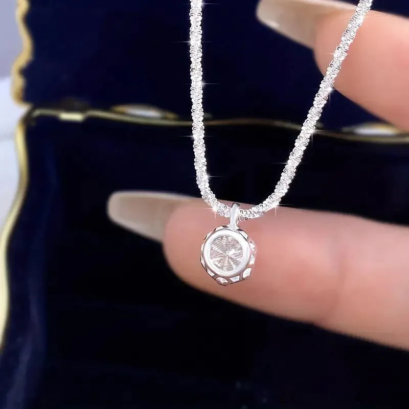 GRA 1CT Sparkling Luxury Moissanite Diamond White Pendant Necklace for Women Real 925 Sterling Silver High Quality Fine Jewelry