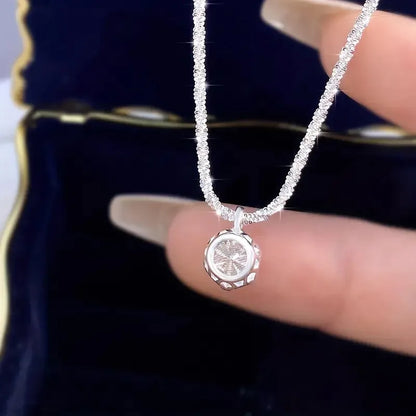 GRA 1CT Sparkling Luxury Moissanite Diamond White Pendant Necklace for Women Real 925 Sterling Silver High Quality Fine Jewelry
