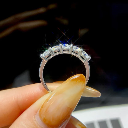 White Gold D Color 4mm Moissanite Ring for Women Stone Match Diamond Wedding Band Bride S925 Sterling Silver Fine Jewelry