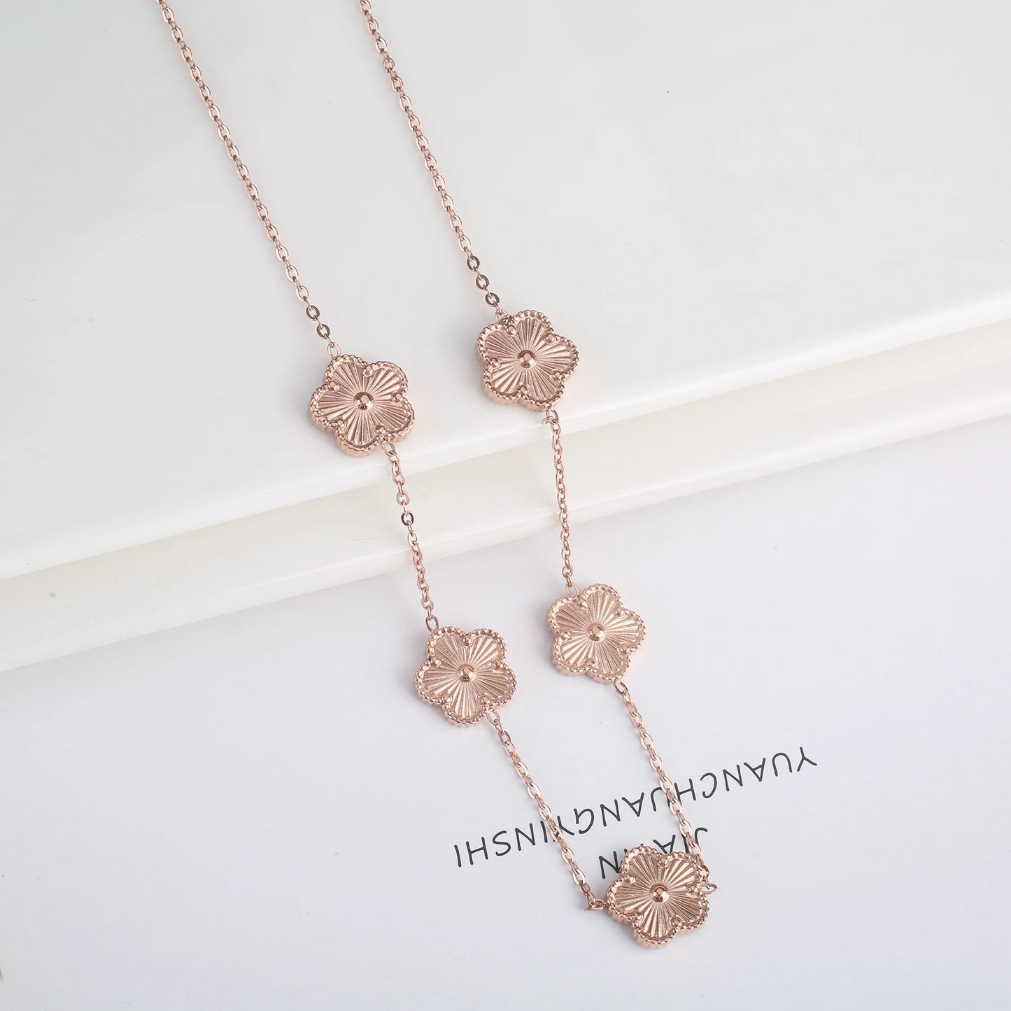 Hot Sale Stainless Steel Five Laef Flower Clover Bracelet Jewelry Set Necklace Earrings For Woman Daily Wear Brand Jewelry