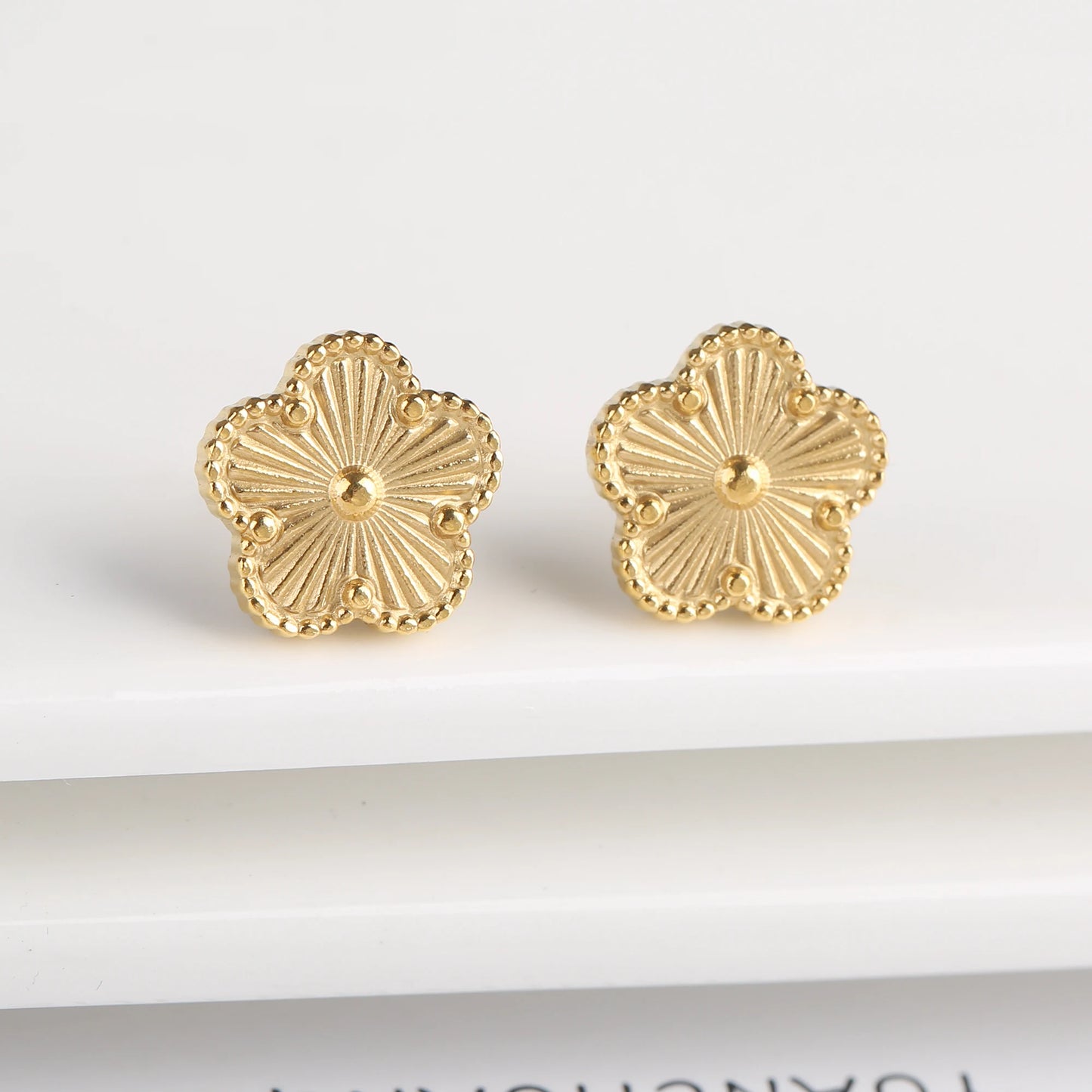 Hot Sale Stainless Steel Five Laef Flower Clover Bracelet Jewelry Set Necklace Earrings For Woman Daily Wear Brand Jewelry