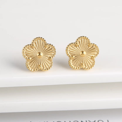 Hot Sale Stainless Steel Five Laef Flower Clover Bracelet Jewelry Set Necklace Earrings For Woman Daily Wear Brand Jewelry