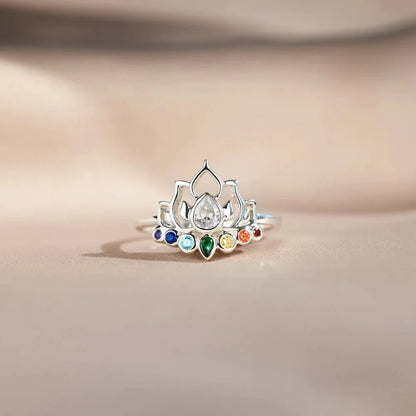 Original 925 Sterling Silver Rings New Lotus Flower Boho Colorful Engagement Rings for Women Fine Jewelry Gift