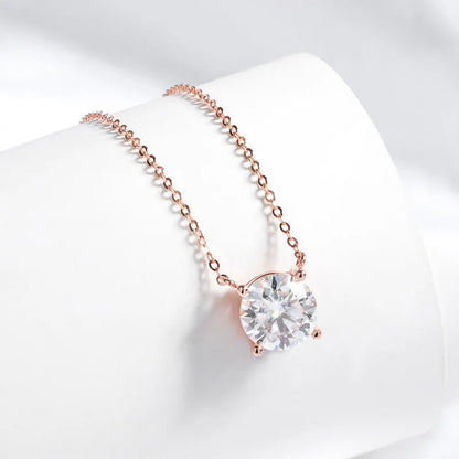 1-5CT Rose Gold Color Moissanite Necklace for Women D Color Sparkling Classic Lab Diamon Pendant Sterling Silver 925 GRA