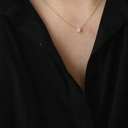 925 Sterling Silver 18k Gold Plated Necklace Single Sparkling Zircon Clavicle Chain for Women Wedding Jewelry collares
