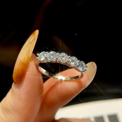 White Gold D Color 4mm Moissanite Ring for Women Stone Match Diamond Wedding Band Bride S925 Sterling Silver Fine Jewelry